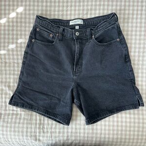 Abercrombie Women's Black Denim Dad Shorts